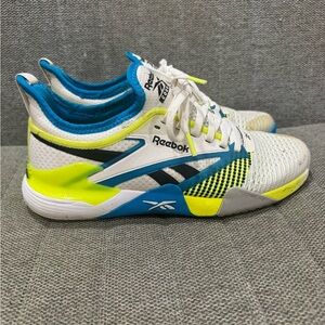 Reebok White and Neon Yellow Sneakers